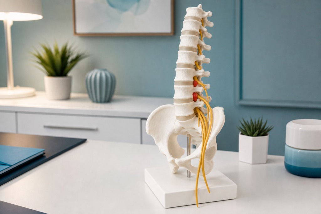 Anatomical model of the lumbar spine and sciatic nerve